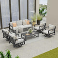 Outdoor Patio Furniture Set 4-Piece, Aluminum Swivel Rocking Chairs with All-Weather Cushions, Modern Patio Conversation Set for Deck, Porch, Garden (Dark Grey)