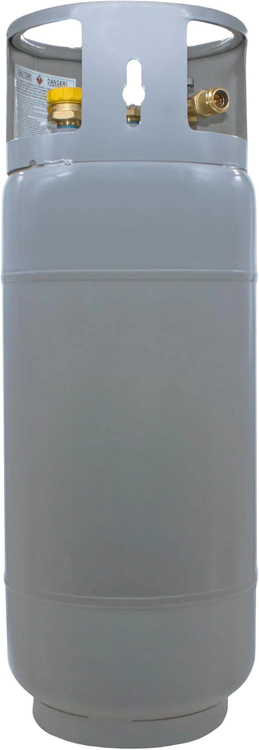 Steel Forklift Propane Tank Cylinder with Built-in Gauge, Gray-Flame King